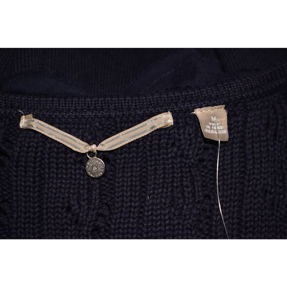 ANTHROPOLOGIE NEW $98 Knitted & Knotted Navy Ruffle Trim Cardigan Medium - Picture 3 of 3